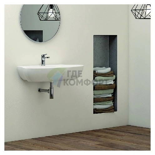 Подвесная раковина AZZURRA COMODA 65×50 см белая с отверстием под смеситель - фото 2