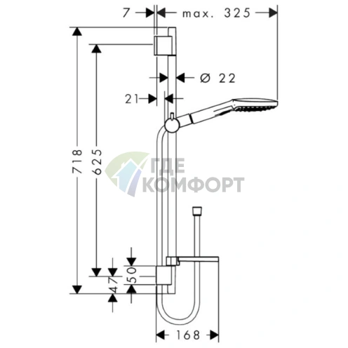 Душевой набор HG Raindance Select E с технологиями 3jet Rain, RainAir и WhirlAir в цвете хром (26620000) - фото 2