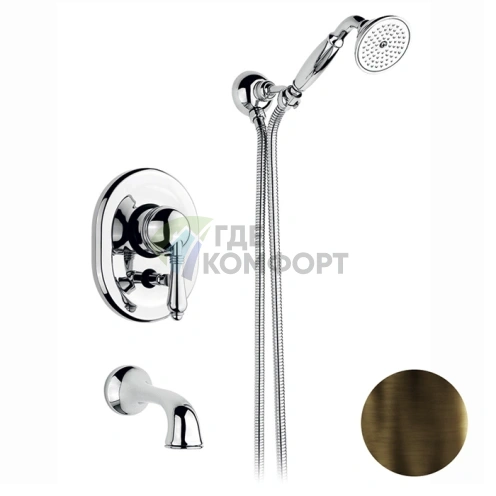 Смеситель для ванны Nicolazzi El Capitan однорычажный встраиваемый с ручным душем, цвет тёмная бронза (3400DB75) - фото 1