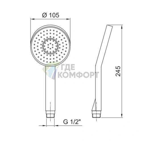 Ручной душ Fantini Milano DISCO 13 см хром (90 02 9678) - фото 2