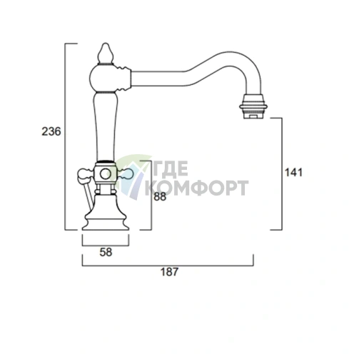 Смеситель для раковины на 3 отверстия SIMAS VICTORIA в хроме (VIBLA cr) - фото 2