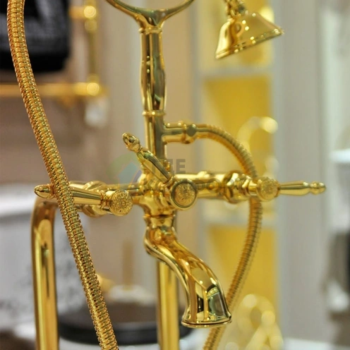 Смеситель для ванны Nicolazzi Impero двурычажный с переключателем душ/ванна в золотом цвете (1201GO36L) - фото 1