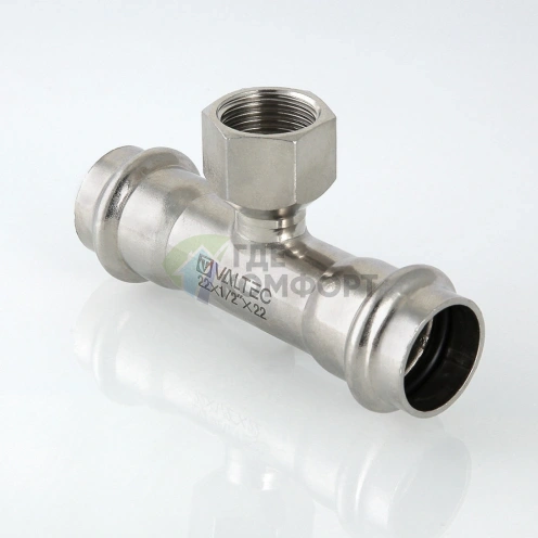 Пресс-тройник с внутренней резьбой 22 х 3/4 х 22 мм из нержавеющей стали VTi.932.I.220522 VALTEC (ВАЛТЕК) - фото 2