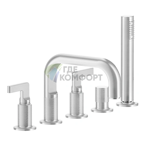 GESSI INCISO Смеситель для ванны с изливом, переключателем и ручным душем в комплекте, хром (58040#031) - фото 1