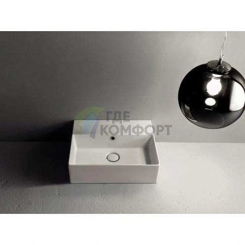 Подвесная раковина GLOBO Incantho 460x370 мм без отверстия, с переливом, белая - фото 1