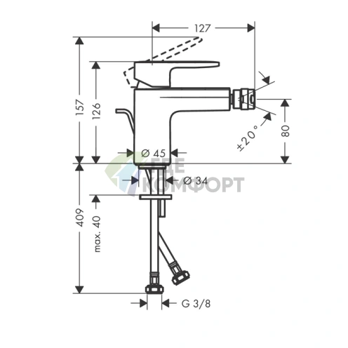 Смеситель для биде Hansgrohe Vernis Blend матовый черный с донным клапаном (71210670) - фото 2