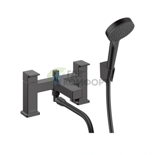 Смеситель для ванны Hansgrohe Vernis Shape с ручным душем Vernis Blend Vario в матовом черном цвете (71462670) - фото 1
