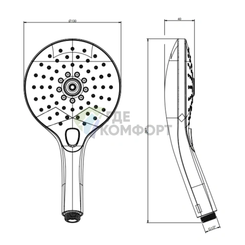 Ручной душ GESSI с 3 режимами, цвет Black XL (47351#299) - фото 2