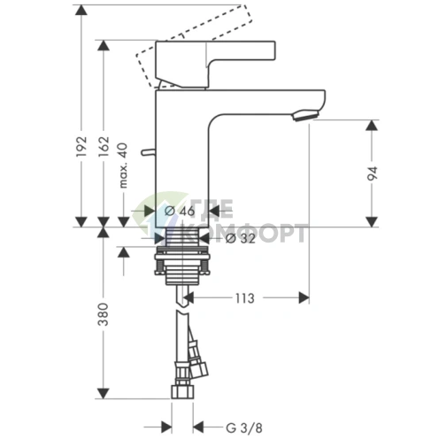 Смеситель для раковины Hansgrohe Metris S однорычажный, хром (31068000) - фото 2