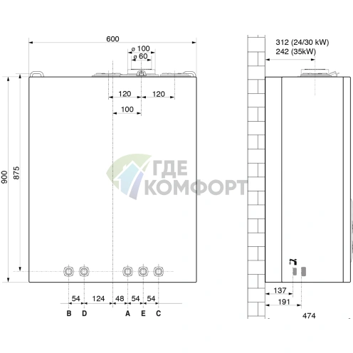 Газовый настенный двухконтурный котел Ariston Clas B EVO 24 FF 40л фото 4