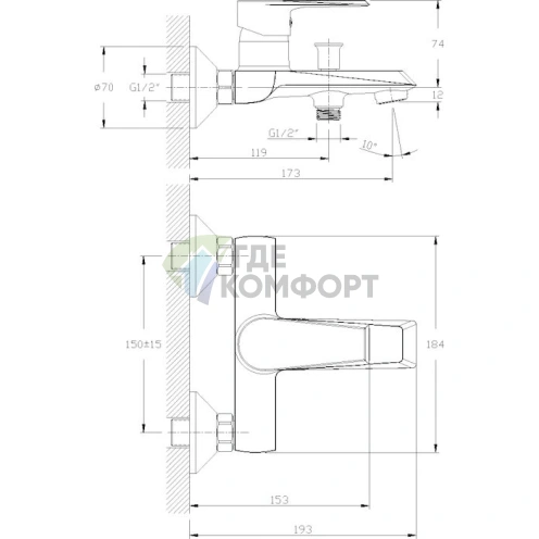 Смеситель для ванны с душем Rossinka RS28-31: Стиль и надежность для вашей ванной комнаты - фото 2