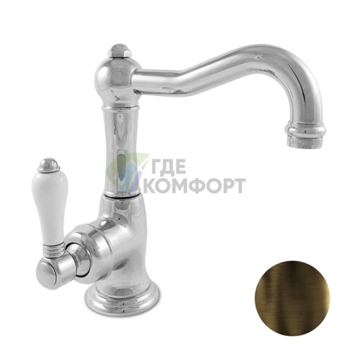 Однорычажный смеситель для раковины Nicolazzi P.m. Blanc с донным клапаном, цвет тёмная бронза (3452DB76C) - фото 1