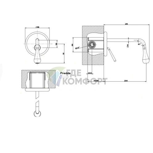 Встраиваемый однорычажный смеситель Gessi Goccia для раковины (33687#031) - фото 2