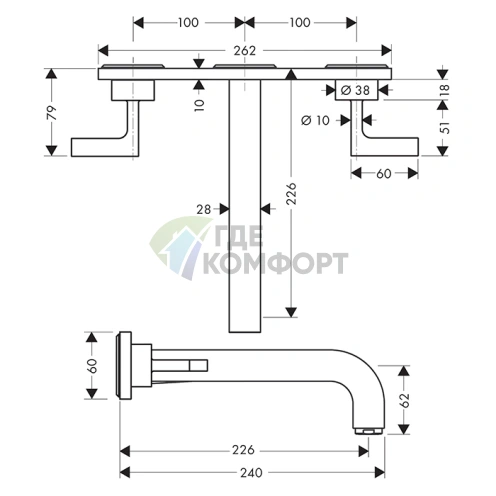 Смеситель для раковины AX Citterio в полированном черном хроме (39148330) - фото 2