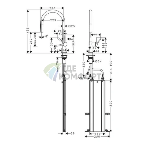 Смеситель для кухни Hansgrohe Talis M54 с выдвижным душем и системой sBox (72803000) - фото 2