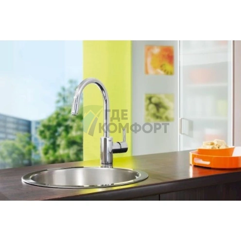 Смеситель для кухни Grohe Concetto: высокий излив из нержавеющей стали - фото 2