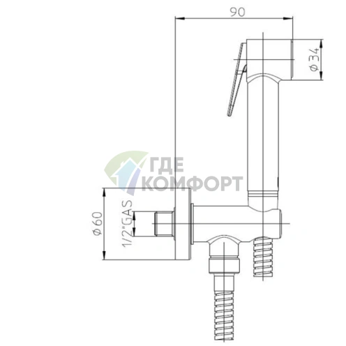 Гигиенический душ BOSSINI PALOMA с держателем, шланг 1250 мм, хром (C69038B.030) - фото 2