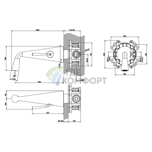 Комплект накладок Gessi Cono для встраиваемого однорычажного смесителя в хроме (45088#031) - фото 2