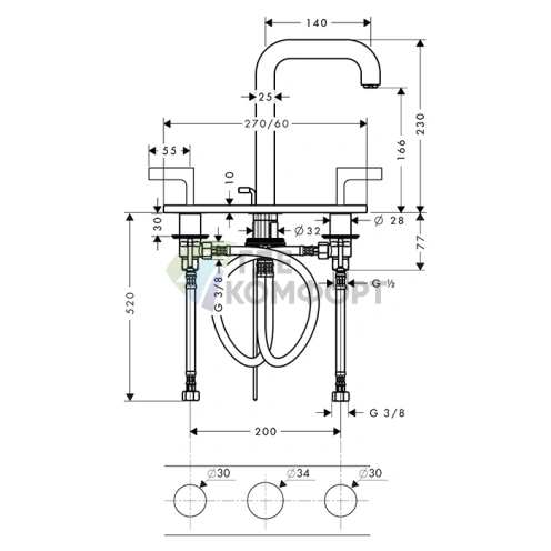 Смеситель для раковины AX Citterio в шлифованном черном хроме (39136340) - фото 2