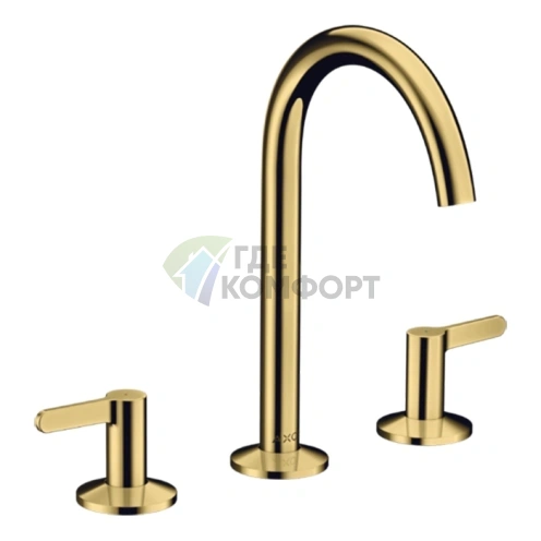 Смеситель для раковины AX One, 3 отв., p-open, полированное золото (48050990) - фото 1