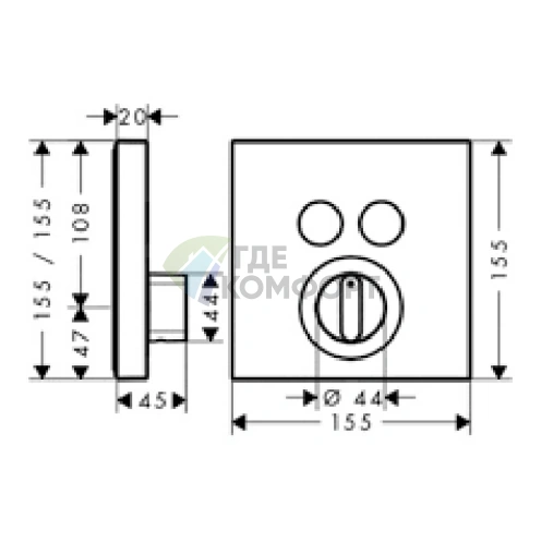 Смеситель для душа Hansgrohe ShowerSelect с двумя кнопками включения, хром (15768000) - фото 2