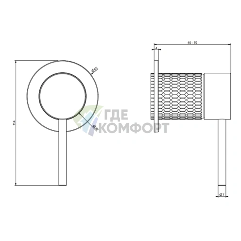 Встраиваемый смеситель GESSI 316 Black XL для одного источника (54219#299) - фото 2