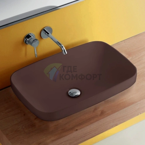 Раковина Kerasan Tribeca накладная 60x38 см без отверстия, цвет Borgogna matt (514375) - фото 1