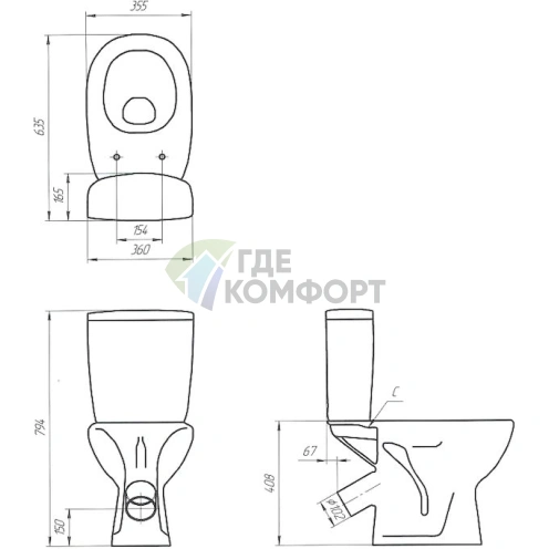 Подвесной унитаз-компакт Cersanit Arteco с инсталляцией - фото 2