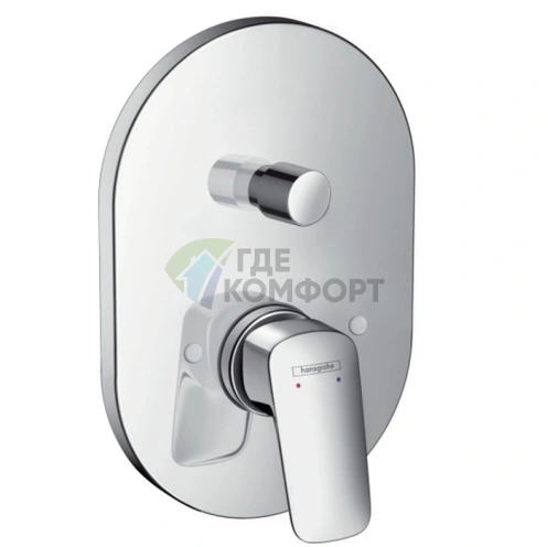 Встраиваемый смеситель для ванны Hansgrohe Logis с вакуумным переключателем (полный комплект), хром (71409000) - фото 1