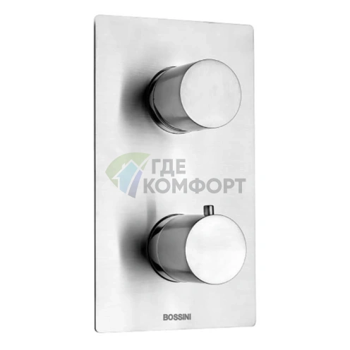 Термостат для душа Bossini Inox встраиваемый с девиатором (глянцевая сталь) (INZ003.030) - фото 1