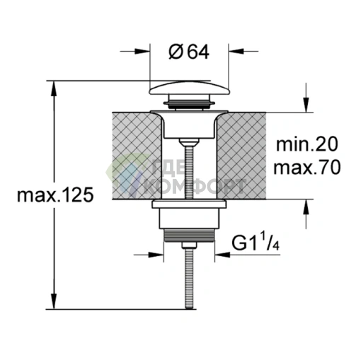Донный клапан Kerasan для раковины с керамическим покрытием, черный матовый (923331) - фото 3