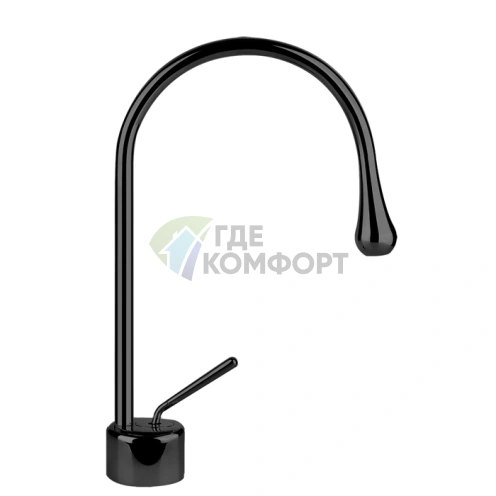 Смеситель для раковины Gessi Goccia на 1 отверстие, излив 174 мм R90, черный (33601#299) - фото 1