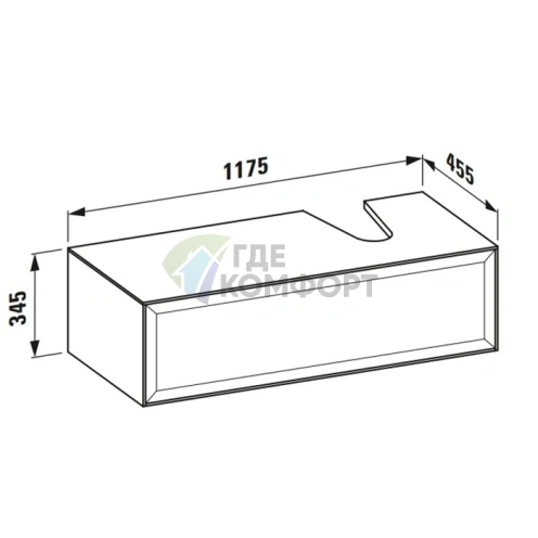 Подвесная тумба Laufen New Classic 118 см с 1 ящиком, раковина справа, серый цвет (арт. 816852) (4.0608.6.085.627.1) - фото 2