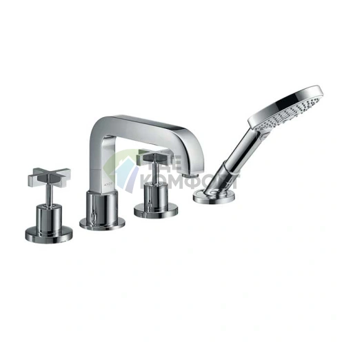 Смеситель AX Citterio для ванны с ручным душем и крестовыми рукоятками, хром (39453000) - фото 1