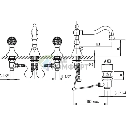Смеситель для раковины Cezares Atlantis ATLANTIS-BLS2-A-02-Sw хром - фото 3