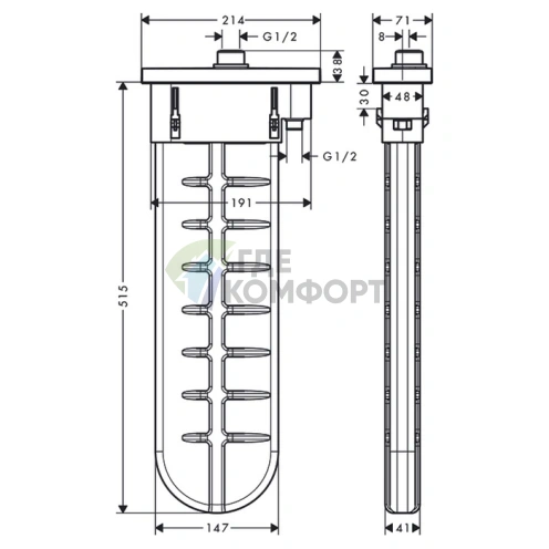 Hansgrohe sBox: Прямоугольная розетка для монтажа на край ванны в хроме (28010000) - фото 2