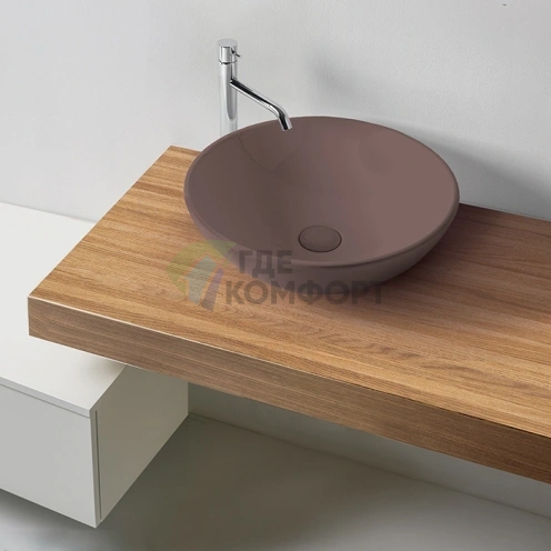 Накладная раковина Kerasan Ciotola C3 (D46xH15 см, Borgogna matt) (430375 Borgogna matt *0) - фото 1