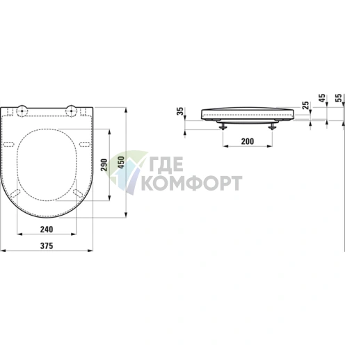 Сиденье для унитаза Laufen Sonar 450х375х55 мм со съемным микролифтом, белое (8.9334.1.000.000.1) - фото 2