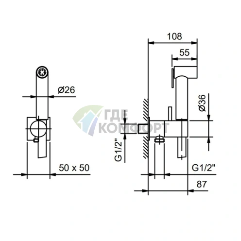 Гидроёршик Fantini Mint с двойной функцией в цвете никель (91 92 8487) - фото 2