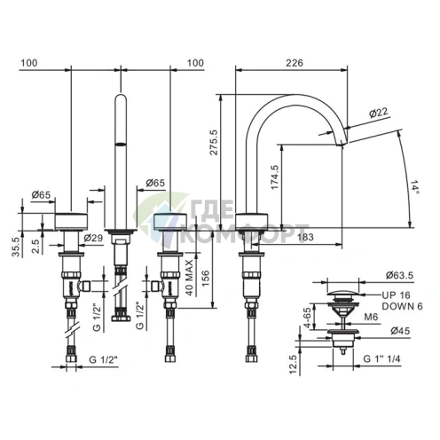 Элегантная черная ручка для смесителя Fantini Nice: стиль и комфорт в каждой детали (65 F3 S148) - фото 2