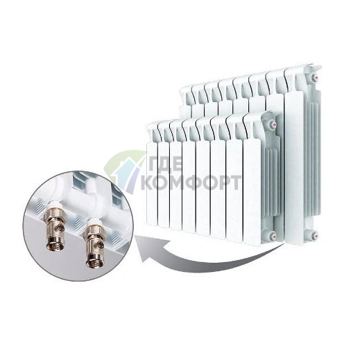 Биметаллический радиатор RIFAR Monolit Ventil 500 11 секций НП правое - фото 2