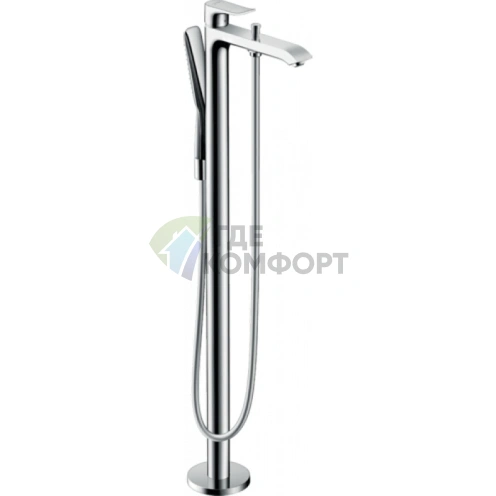 Напольный смеситель для ванны Hansgrohe Metris с вакуумным переключателем и ручным душем (31471000) - фото 1