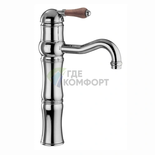 Высокий однорычажный смеситель для раковины Nicolazzi Forest с деревянной ручкой, хромированный (3472CR77) - фото 1