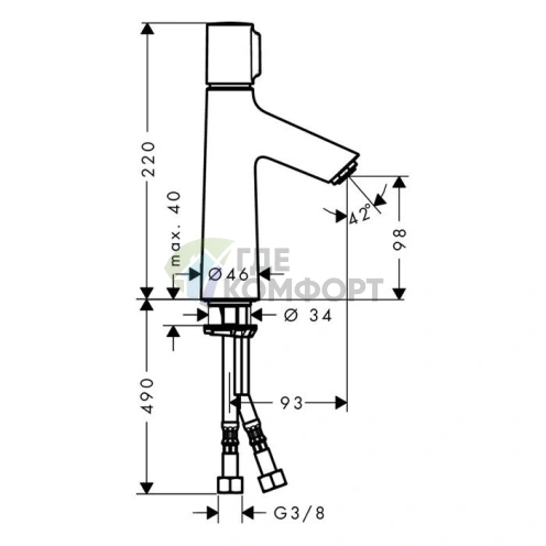 Смеситель для раковины Hansgrohe Talis Select S — хром, излив 93 мм (72043000) - фото 2