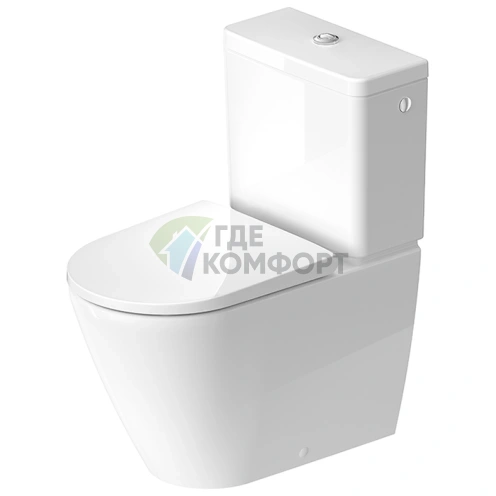 Duravit D-Neo: Безободковый унитаз-моноблок 370x650 мм с покрытием HygieneGlaze (2002092000) - фото 1