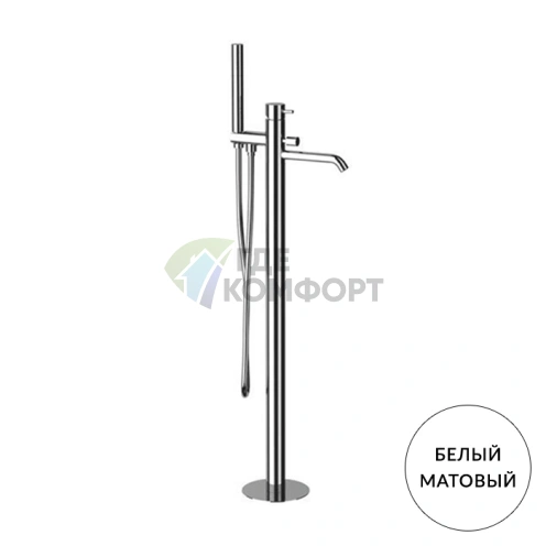 Напольный смеситель для ванны Kerasan Nolita с ручной лейкой, белый матовый (923030 Bianco matt) - фото 1