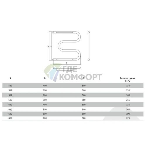 Полотенцесушитель Terminus М-образный 32 ПС 50x50 - фото 5