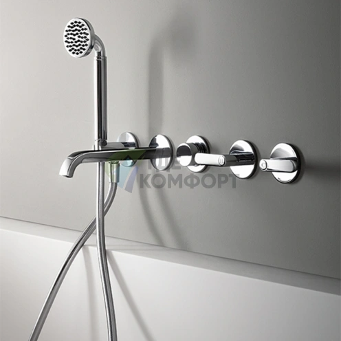 Встраиваемый смеситель для душа Fantini Icona Deco с ручным душем и выносным изливом, хром (53 02 R119B) - фото 1