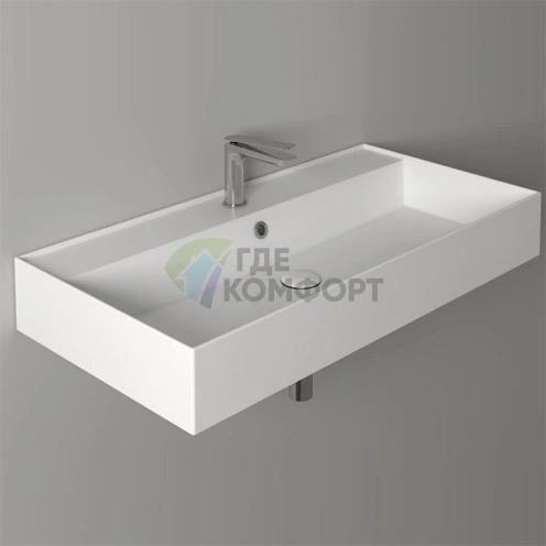 Раковина подвесная SIMAS AGILE 91×46 см белая с переливом и отверстием под смеситель - фото 1