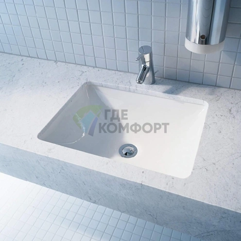 Встраиваемая раковина Duravit Starck 3 430x430 мм без отверстия под смеситель, с переливом, белая (305430000) - фото 3